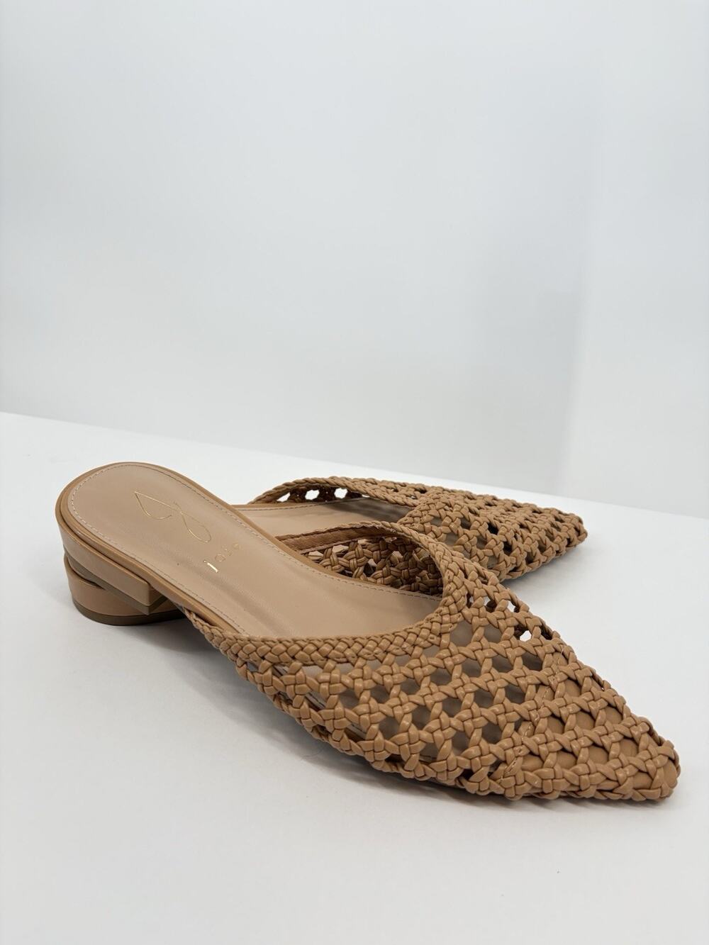 Joie Behold Beige Woven Slip-on Mule Flat